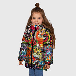 Куртка зимняя для девочки Красочная иллюстрация, цвет: 3D-красный — фото 2