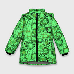 Куртка зимняя для девочки Ярко-зеленый неоновый абстрактный узор, цвет: 3D-светло-серый