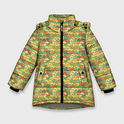 Куртка зимняя для девочки Человечки с заячьими ушками, цвет: 3D-светло-серый