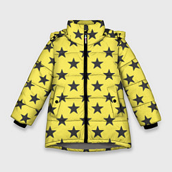 Зимняя куртка для девочки Звездный фон желтый