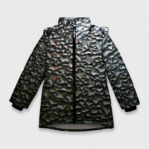 Зимняя куртка для девочки Неровная металлическая поверхность / 3D-Светло-серый – фото 1