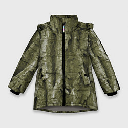 Куртка зимняя для девочки Кора дуба - текстура, цвет: 3D-светло-серый