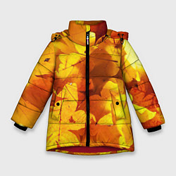 Куртка зимняя для девочки Осенние золотые листья, цвет: 3D-красный