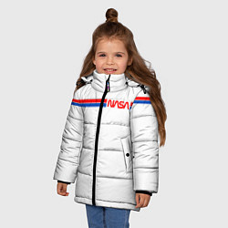 Куртка зимняя для девочки Nasa - полосы, цвет: 3D-красный — фото 2