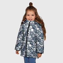 Куртка зимняя для девочки Мячи спортивные, цвет: 3D-светло-серый — фото 2
