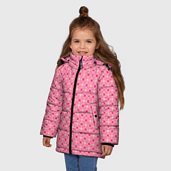 Куртка зимняя для девочки Абстракция - крестики и ромбики, цвет: 3D-светло-серый — фото 2