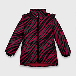 Куртка зимняя для девочки Модный полосатый красно- черный узор Зебра, цвет: 3D-красный
