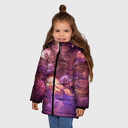 Куртка зимняя для девочки Необычное фиолетовое облако, цвет: 3D-светло-серый — фото 2