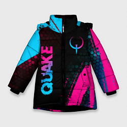 Куртка зимняя для девочки Quake - neon gradient: надпись, символ, цвет: 3D-черный