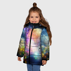Куртка зимняя для девочки Светящиеся точки и дым, цвет: 3D-красный — фото 2