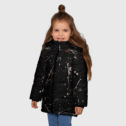 Зимняя куртка для девочки Малярные пятна / 3D-Черный – фото 3