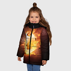 Куртка зимняя для девочки Футбольный мяч огонь, цвет: 3D-черный — фото 2