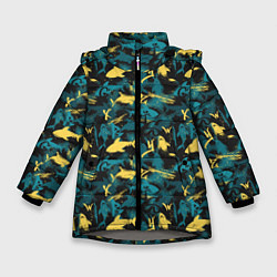 Куртка зимняя для девочки Акулы разноцветные, цвет: 3D-светло-серый