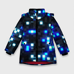 Зимняя куртка для девочки Неоновые светящиеся квадраты
