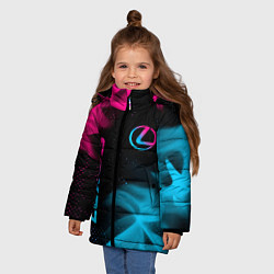 Куртка зимняя для девочки Lexus - neon gradient: надпись, символ, цвет: 3D-черный — фото 2