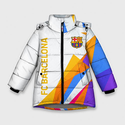 Зимняя куртка для девочки Barcelona абстракция цветные геометрии / 3D-Светло-серый – фото 1