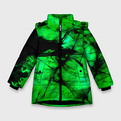 Куртка зимняя для девочки Зеленый фантом, цвет: 3D-черный