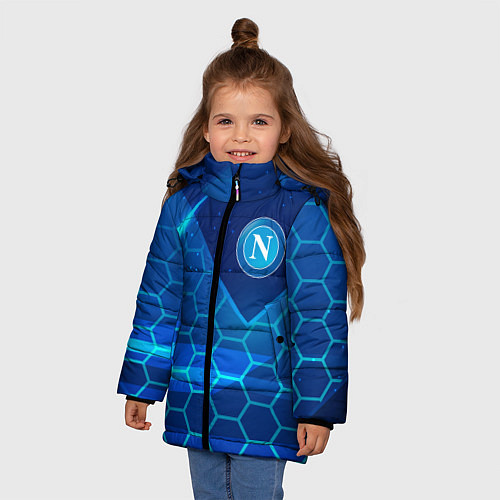 Зимняя куртка для девочки Napoli Соты абстракция / 3D-Черный – фото 3