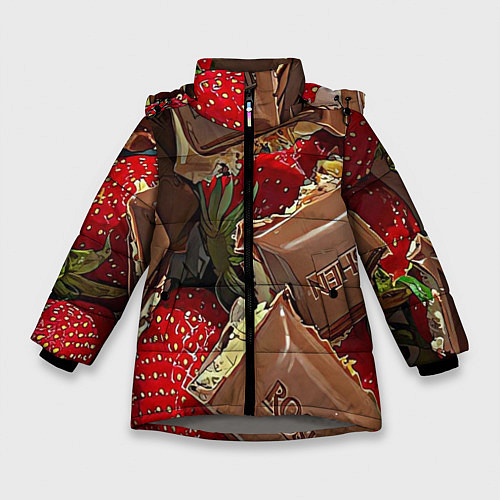 Зимняя куртка для девочки Клубника и шоколад Рошен / 3D-Светло-серый – фото 1
