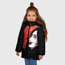 Куртка зимняя для девочки Вампирша на фоне красной луны, цвет: 3D-красный — фото 2