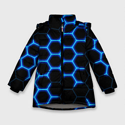 Зимняя куртка для девочки Соты на синем неоновом фоне