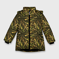 Куртка зимняя для девочки Милитари горошек разноцветный, цвет: 3D-черный