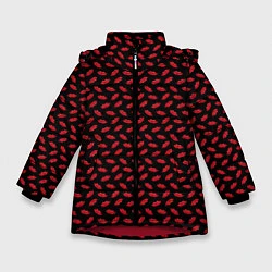 Куртка зимняя для девочки Жаркие поцелуи, алые губы, цвет: 3D-красный