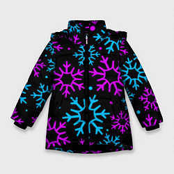 Зимняя куртка для девочки Неоновые снежинки