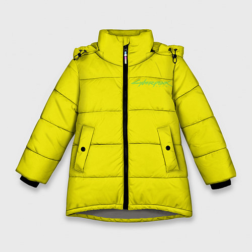 Зимняя куртка для девочки Киберпанк - Лого Дэвида / 3D-Светло-серый – фото 1