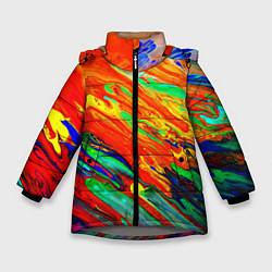 Куртка зимняя для девочки Неоновый градиент красок, цвет: 3D-светло-серый