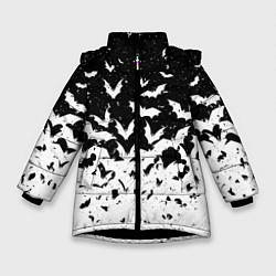 Куртка зимняя для девочки Black and white bat pattern, цвет: 3D-черный