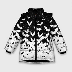 Зимняя куртка для девочки Black and white bat pattern