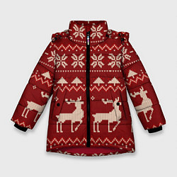 Зимняя куртка для девочки Узоры новогодние : Олени