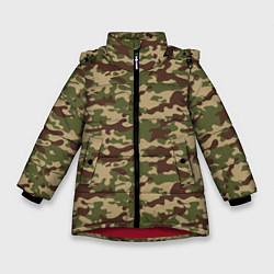 Куртка зимняя для девочки Камуфляж ВСР-98 Флора, цвет: 3D-красный