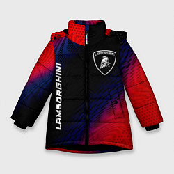 Куртка зимняя для девочки Lamborghini красный карбон, цвет: 3D-черный