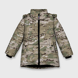 Куртка зимняя для девочки Мультикам камуфляж, цвет: 3D-черный