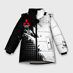 Зимняя куртка для девочки Mitsubishi - черно-белая абстракция