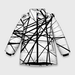 Куртка зимняя для девочки Пересечение линий, цвет: 3D-черный