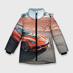 Куртка зимняя для девочки Chevrolet Corvette - Motorsport - Desert, цвет: 3D-светло-серый