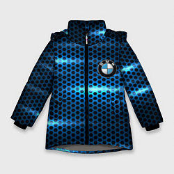 Куртка зимняя для девочки BMW texture, цвет: 3D-светло-серый