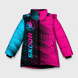 Куртка зимняя для девочки Skoda - neon gradient: по-вертикали, цвет: 3D-черный