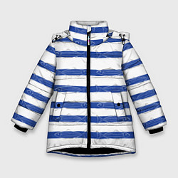 Куртка зимняя для девочки Рыбы в полоску, цвет: 3D-черный