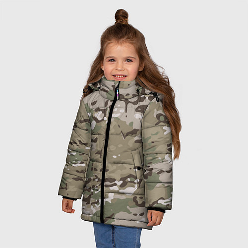 Зимняя куртка для девочки Камуфляж Multicam / 3D-Черный – фото 3
