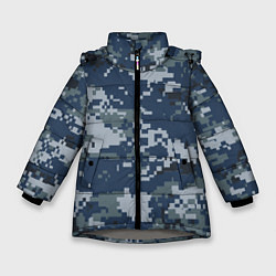 Куртка зимняя для девочки Камуфляж Росгвардия цифра, цвет: 3D-светло-серый