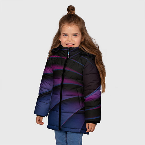 Зимняя куртка для девочки Спиральные тёмные пластины / 3D-Черный – фото 3