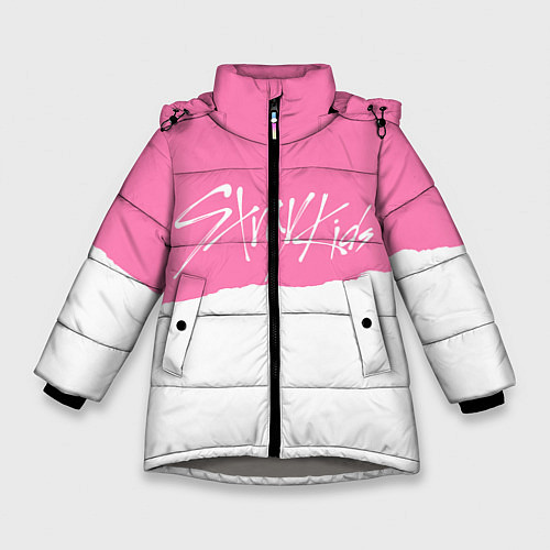 Зимняя куртка для девочки Stray Kids pink and white / 3D-Светло-серый – фото 1