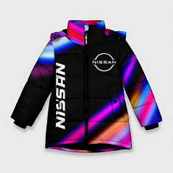 Куртка зимняя для девочки Nissan speed lights, цвет: 3D-черный