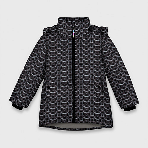 Зимняя куртка для девочки Кольчуга карбон проволока / 3D-Светло-серый – фото 1