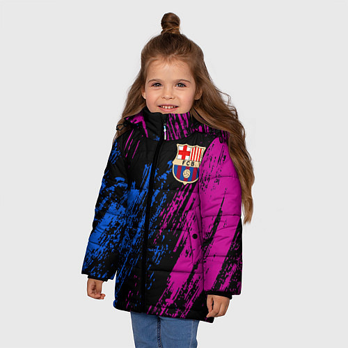 Зимняя куртка для девочки Фк барса / 3D-Черный – фото 3