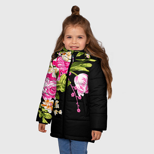 Зимняя куртка для девочки Букет цветов / 3D-Красный – фото 3